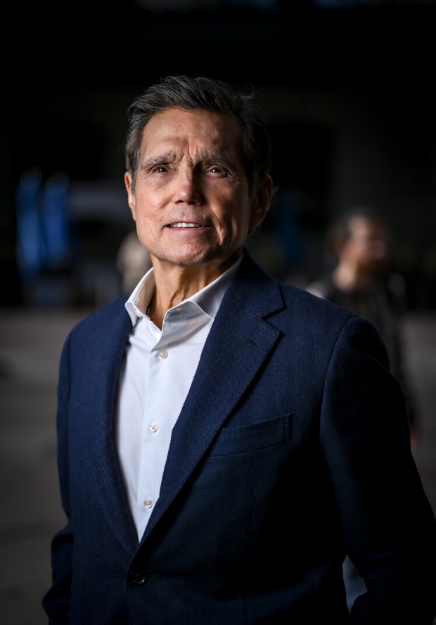 Former Denver Mayor Federico Peña poses for a portrait in front of Union Station in Denver on Monday, Feb. 24, 2025. (Photo by AAron Ontiveroz/The Denver Post)