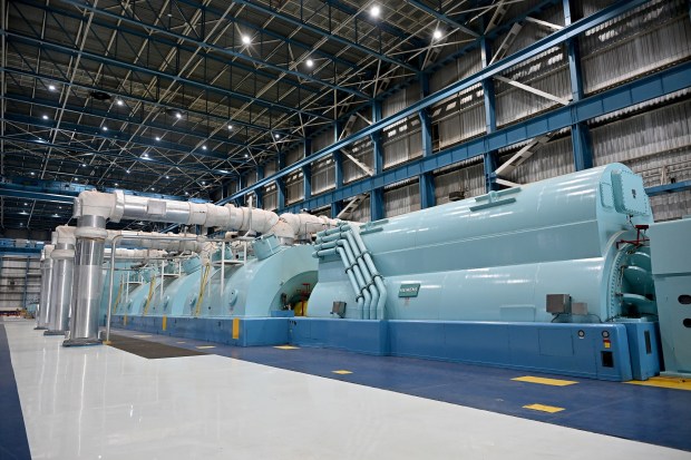 Calvert Cliffs Clean Energy Center Unit 2 steam turbine. A tour of the Calvert Cliffs Clean Energy Center nuclear power plant in Lusby, Maryland. (Paul W. Gillespie/Staff)