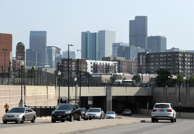 View of downtown from the RiNo Art District on July 23, 2024 in Denver. (Photo By Kathryn Scott/Special to The Denver Post)